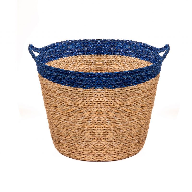 Φωτογραφία από SEAGRASS BASKET NATURAL WITH TOP DARK GREY 28X19X22cm