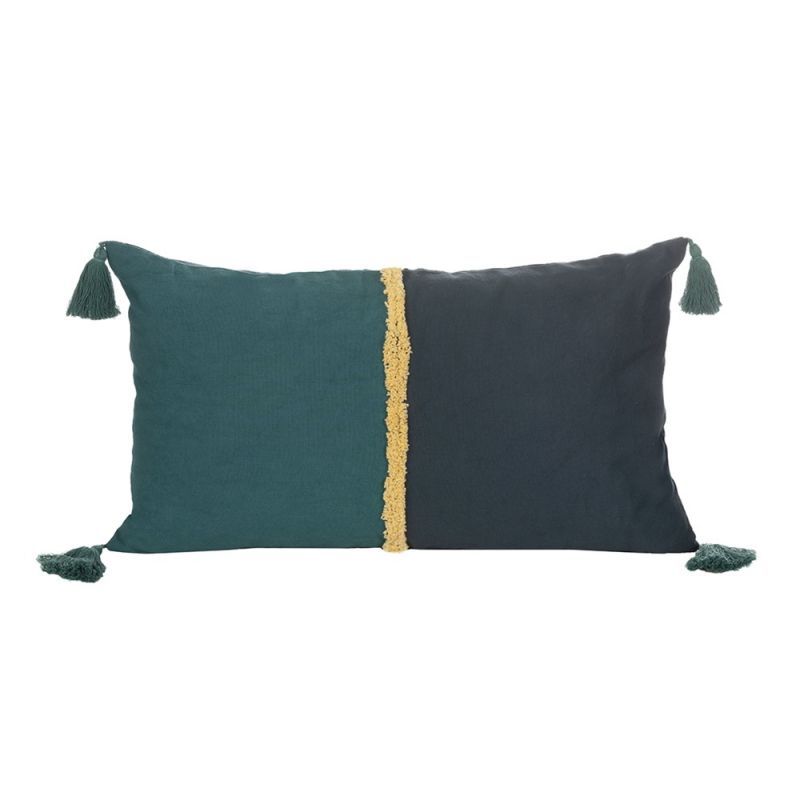 Φωτογραφία από COTTON CUSHION WITH STRIPE PETROL-BLUE 30Χ50
