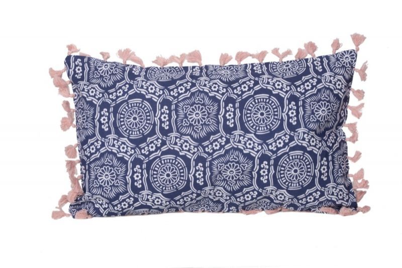 Φωτογραφία από COTTON CUSHION COUNTRY STYLE BLUE - PINK  30Χ50