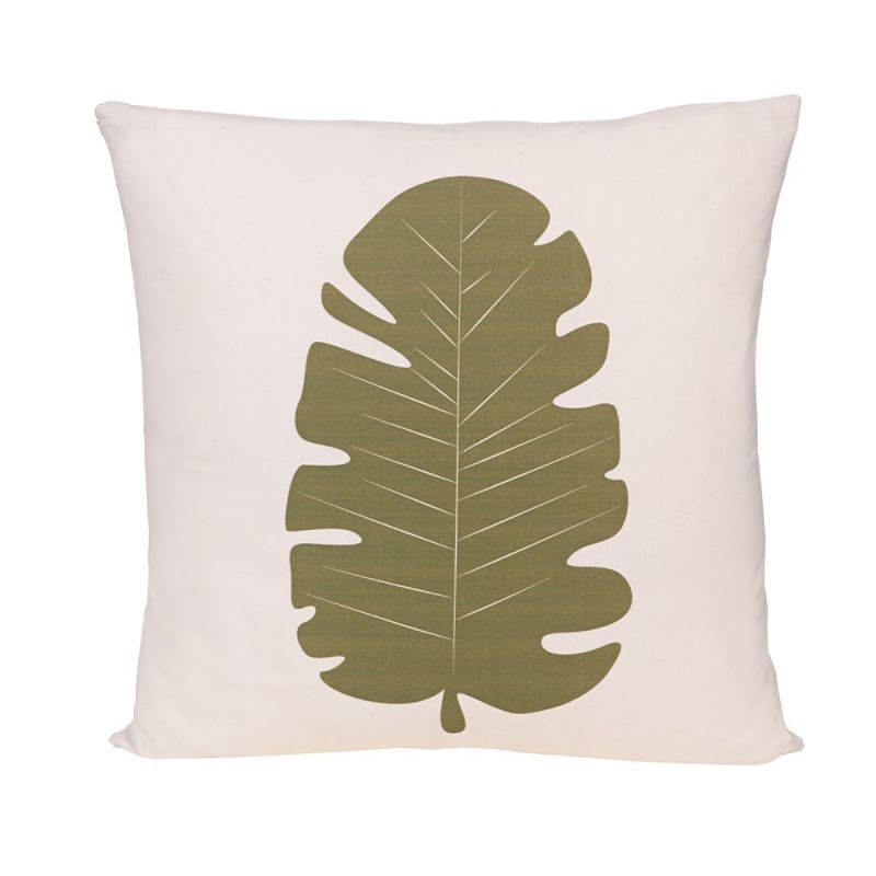 Φωτογραφία από COTTON CUSHION GREEN LEAF 45X45
